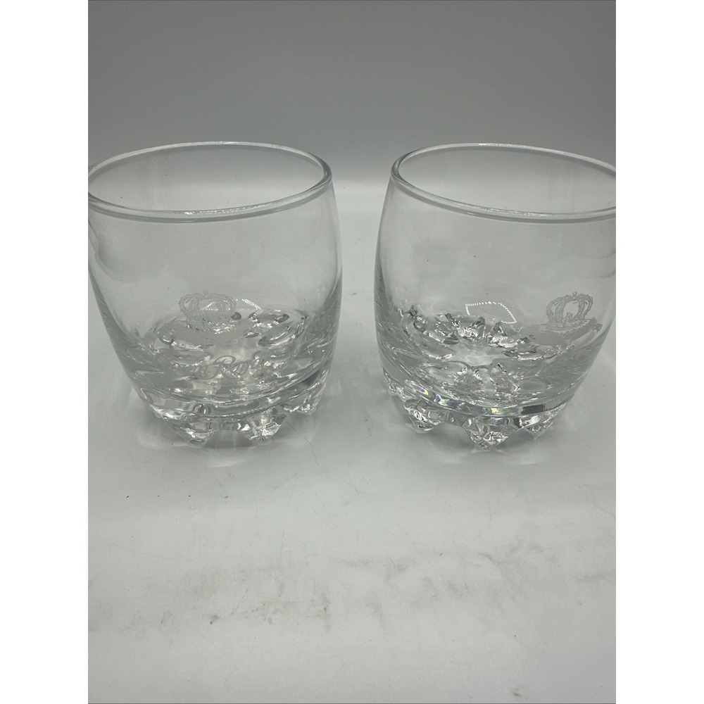 Crown Royal Etched Whiskey Glasses  Set of 2 Rocks Tumblers Italy Barware
